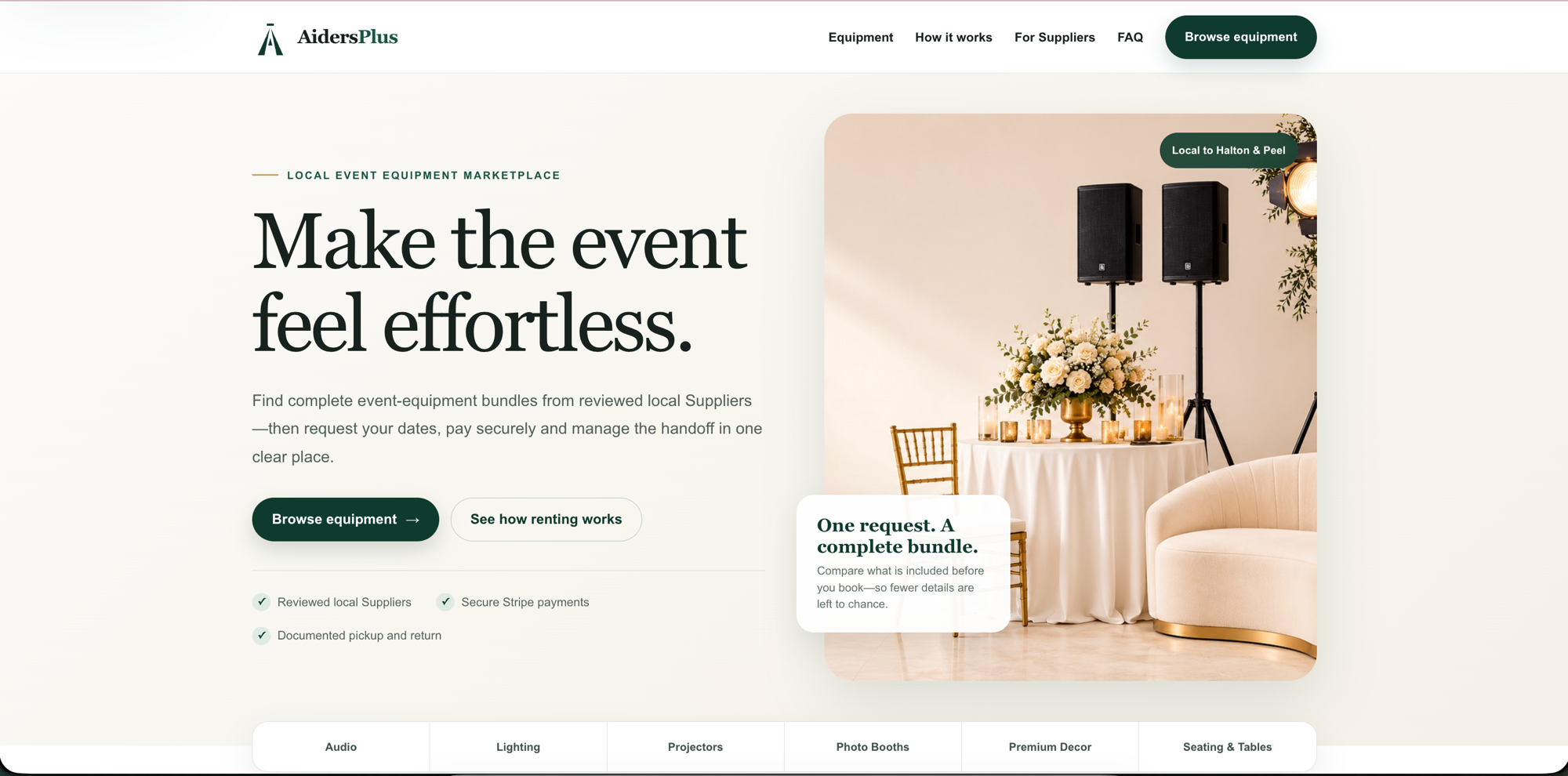 AidersPlus — Premium Peer-to-Peer Event Equipment Rental Marketplace Screenshot