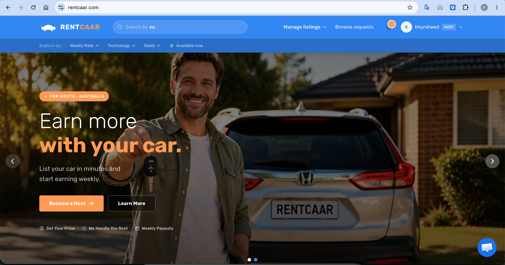 Rentcaar — Peer-to-Peer Car Rental Marketplace for the Australian Market Preview