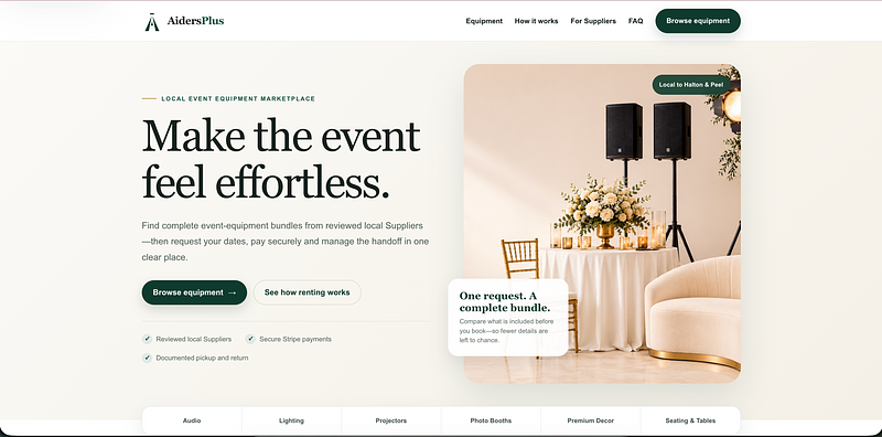 AidersPlus — Premium Peer-to-Peer Event Equipment Rental Marketplace
