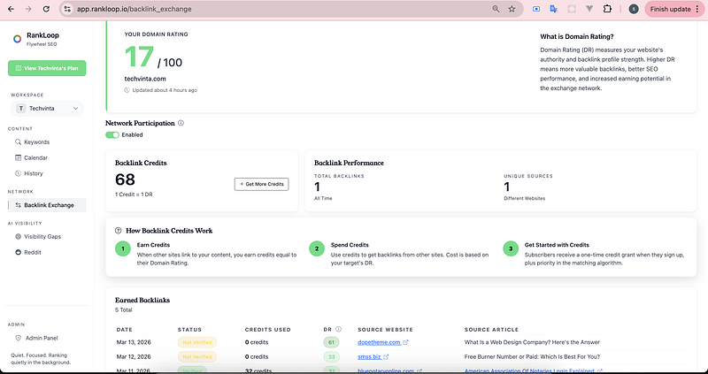 Rankloop — AI-Powered SEO Content Platform with Backlink Exchange Network