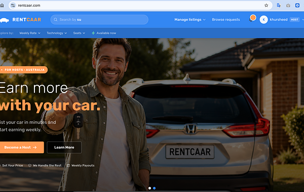 Rentcaar — Peer-to-Peer Car Rental Marketplace for the Australian Market